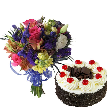 Mixed Flowers with Cake