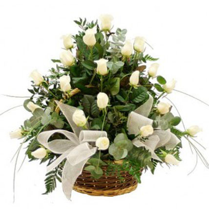 White Roses Basket