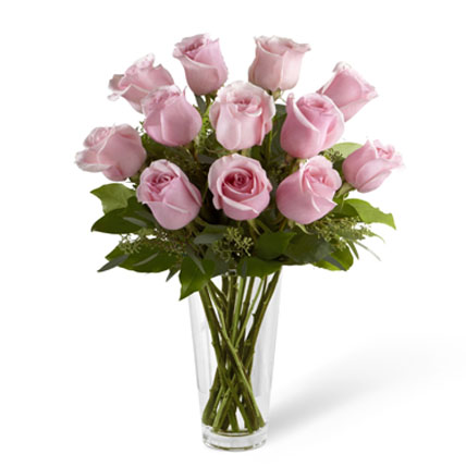 Valentine Pink Roses Vase