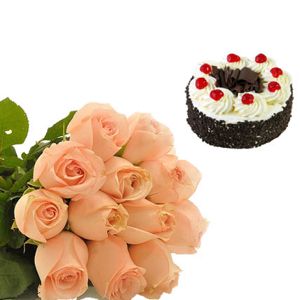 Black Forest Cake & Peach Roses