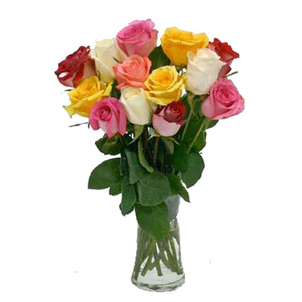 Valentine Mixed Roses Vase