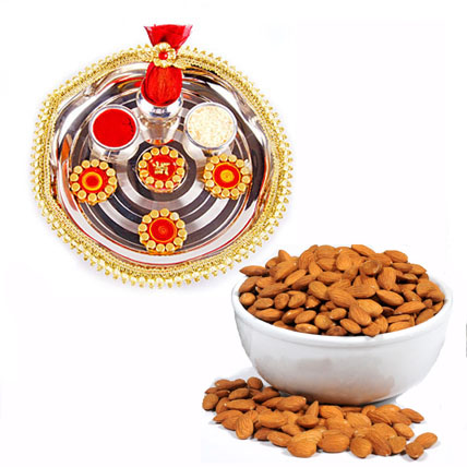 Rakhi Thali + Almonds with Rakhi