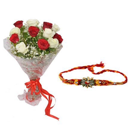 Rakhi with Mixed Roses