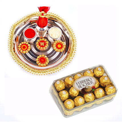 Diwali Pooja Thali With Chocolates