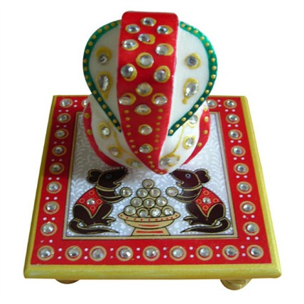 Marble Ganesha with Chowki