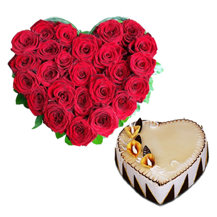 Valentine Heart Cake & Heart Flowers