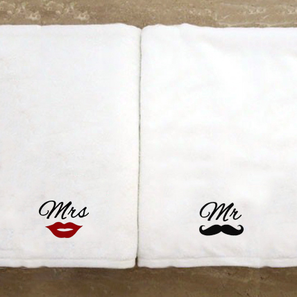 Personalised Monogrammed Mr & Mrs Towel Set