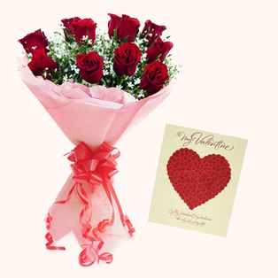 Valentine Card & Red Roses