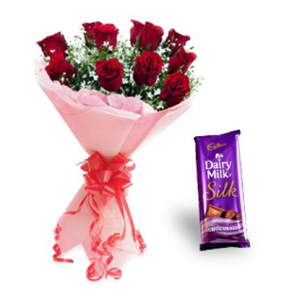 Roses with Cadbury Dairy Milk Silk