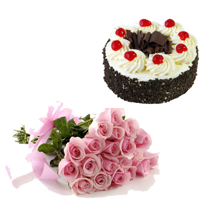 Valentine Pink Roses & Cake