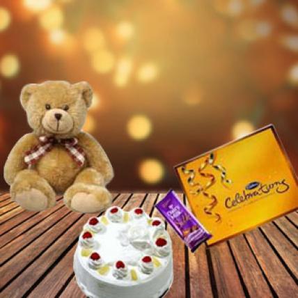 Cake, Teddy and Assorted Chocolates