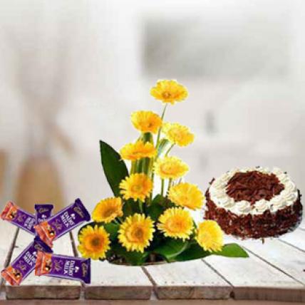 Gerbera, Cake & Chocolates