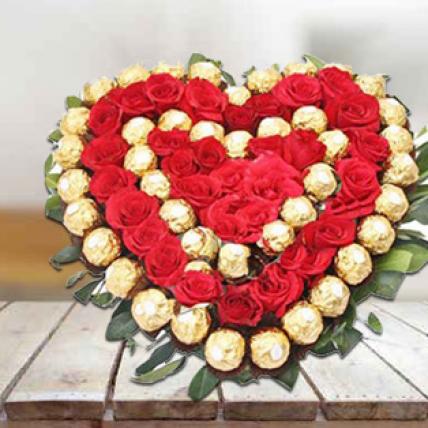 Valentine Premium Roses with Ferrero Rocher Heart