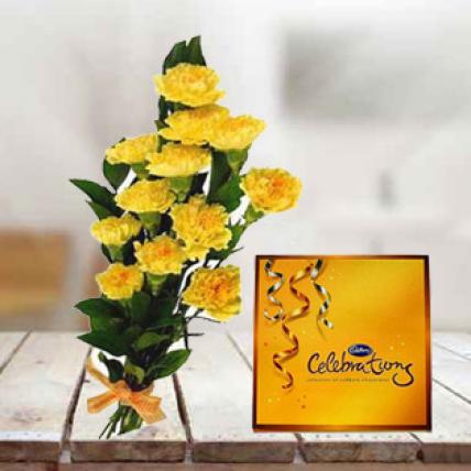 Yellow Carnation with Chocolate