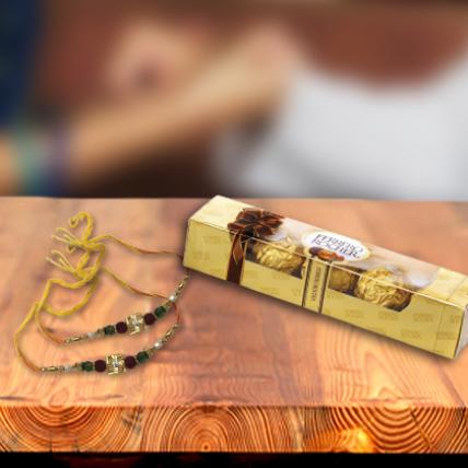 Swastik Rakhi with Ferrero Rocher