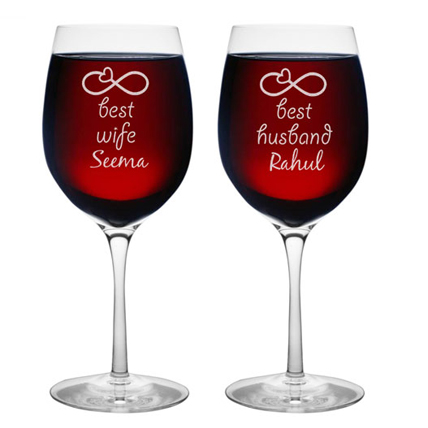 Personalised Best Couple Wine Glasses