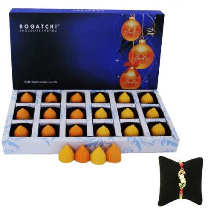 Fruit Modak Chocolate Box with Kundan Rakhi