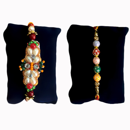 Set of 2 Rakhis - Colored Pearls