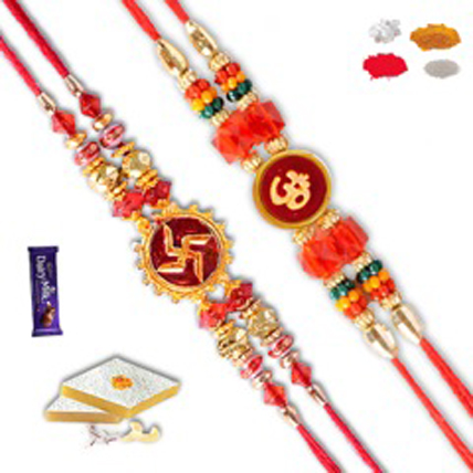 Religious Rakhi with 500 Gm Kaju Barfi