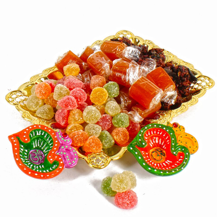 Mix Colorful Candy Tray with Diyas