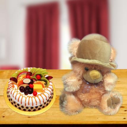 Yummy Cake and Adorable Teddy Combo