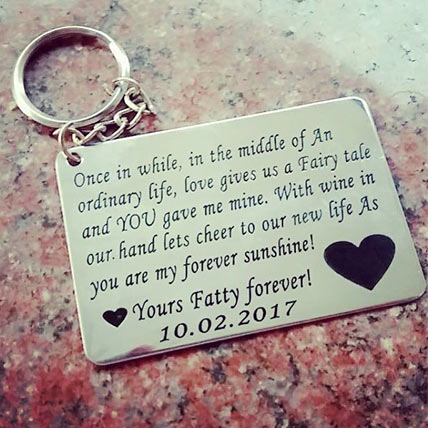 Metallic Love Message Keychain
