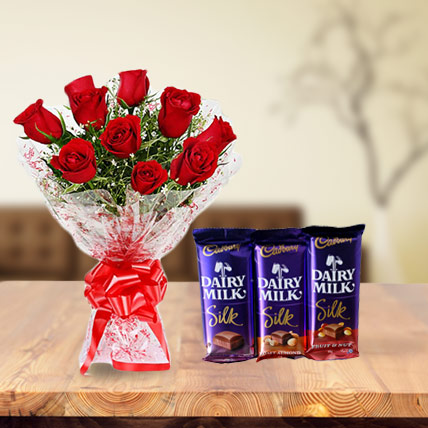 Valentine Roses and Dairy Milk Silk