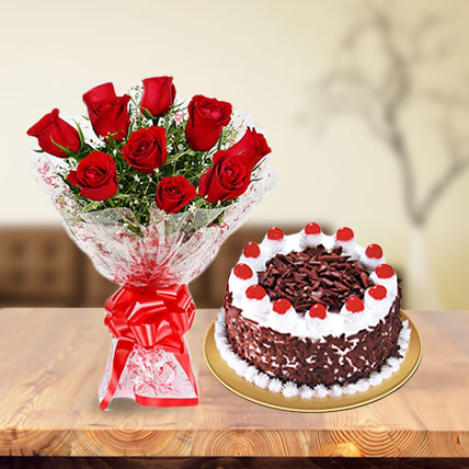 Valentine Roses and Blackforest Cake