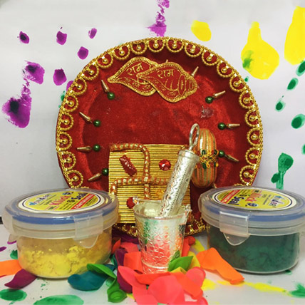 Pooja Thali with Silver Balti Pichkari Combo