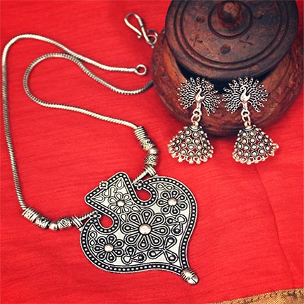 Leaf German Silver Necklace Set
