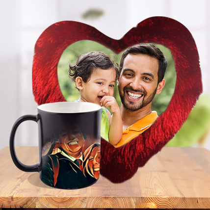 Fathers day Heart Cushion and Magic Mug