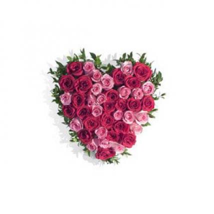 Red & Pink Roses Heart