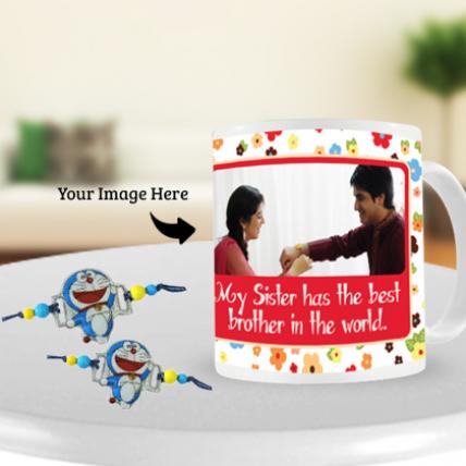 Doraemon Rakhi with Rakhi Photo Mug