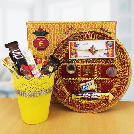 Rakhi Thali with Imported Chocolate Bucket