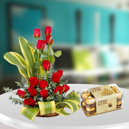 Red Roses Arrangement with Ferrero Rocher