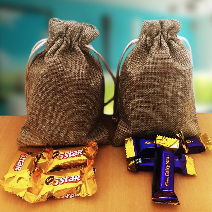 Miniature Indian Chocolates in Jute Bags