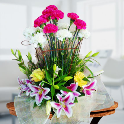 Carnations and Lilies arrangement