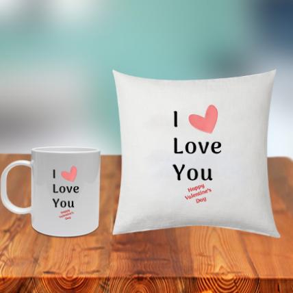 I Love You Cushion and Mug