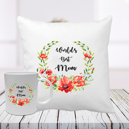 Worlds Best Mum Cushion Mug Combo