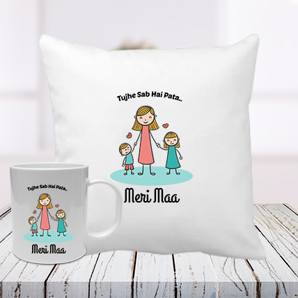 Meri Maa Cushion Mug Combo