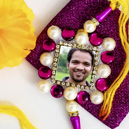 Flower Beads Photo Rakhi