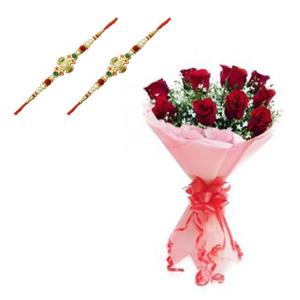 Rakhi with Red Roses