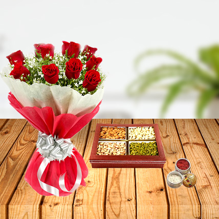 Dussehra Flower and Dry Fruits Tikka Combo