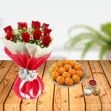 Dussehra Flower and Laddoo Tikka Combo