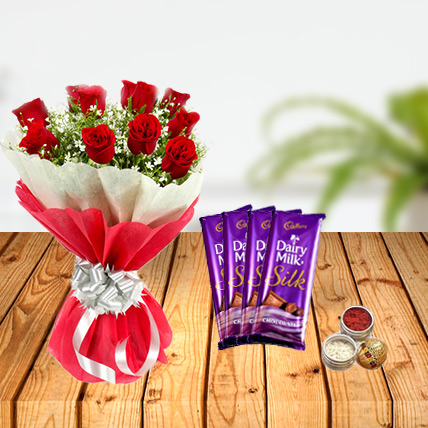 Dussehra Flower and Cadbury Chocolates Tikka Combo