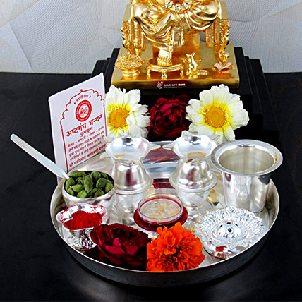 Diwali Silver Puja Thali