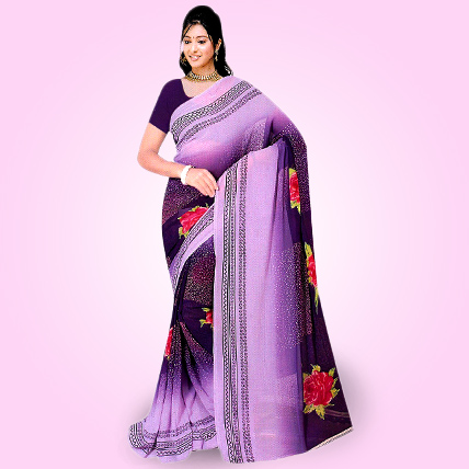 Flowery Printed Saree