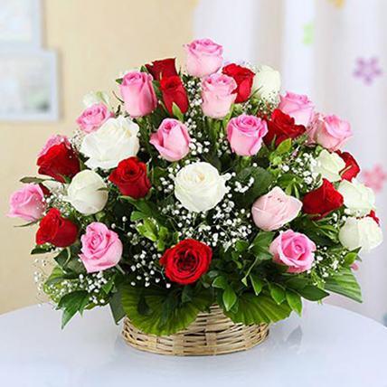 Mixed Roses Basket Large