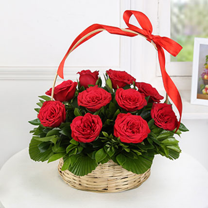 Red Roses in Basket