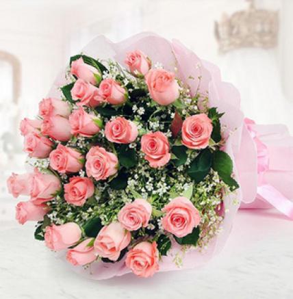 Valentine 50 Pink Roses Bouquet